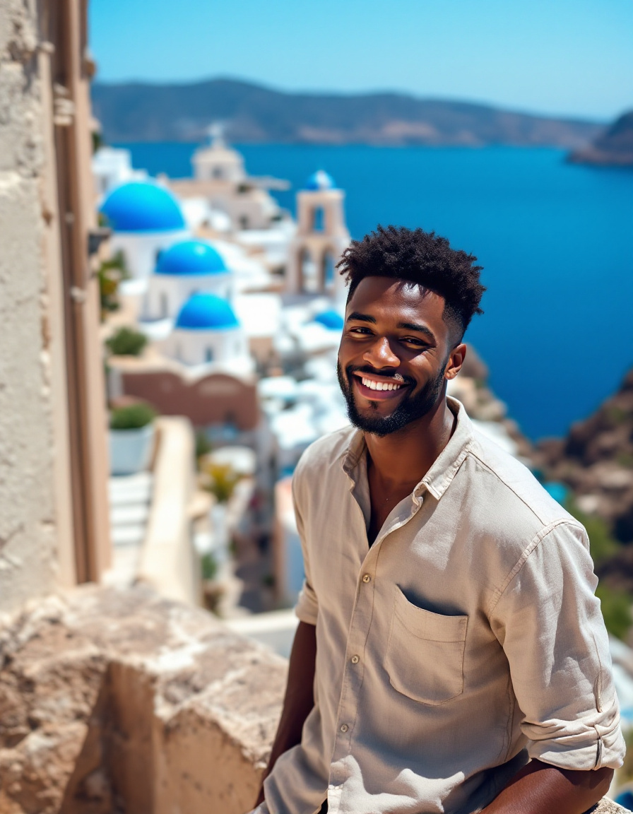 Travel creator in Santorini